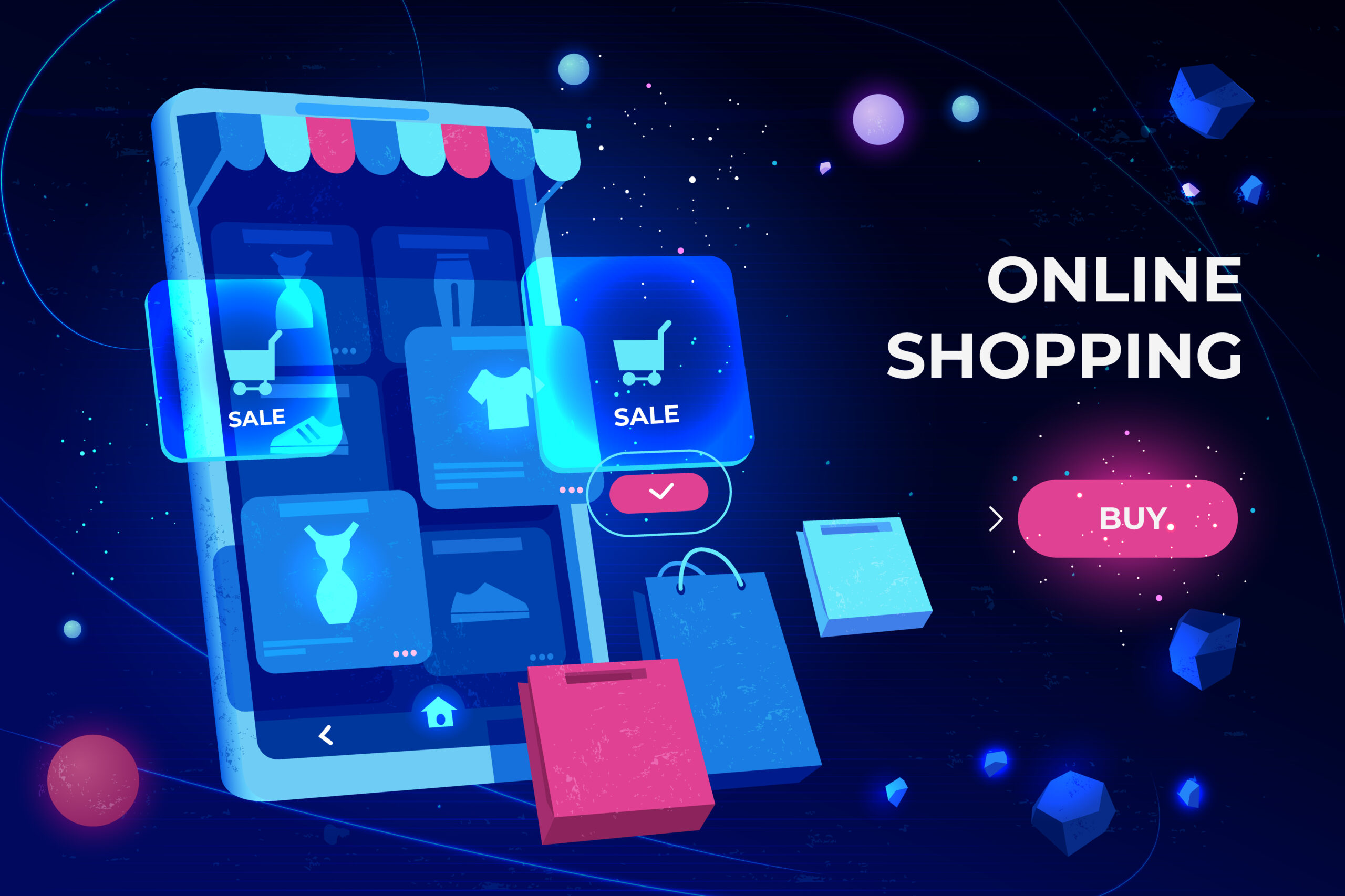 Online Shopping Landing Page, Smartphone Screen